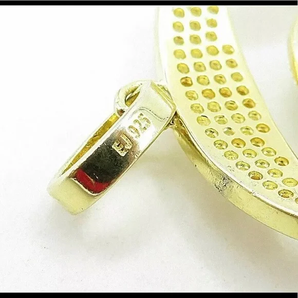 Unisex 925 Sterling Silver Topaz Encrusted Gold Plated Basketball Goal Pendant - Picture 3 of 9